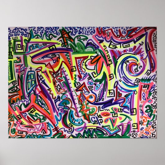 Abstracte Kunst Doolhof Poster (Voorkant)