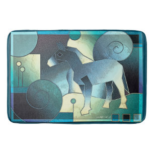 Abstracte KUNST - EEN HOREN - blauw zand Badmat