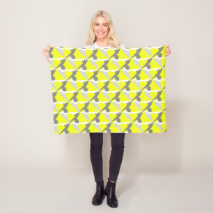 Abstracte Kunst Energie Geel Grijs Fleece Deken
