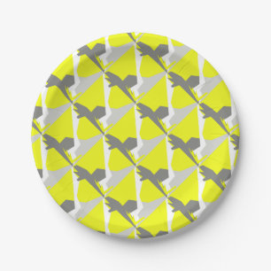 Abstracte kunst - Geel grijs Papieren Bordje