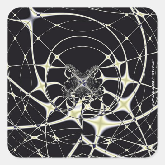 Abstracte kunst Golden Spiderweb Vierkante Sticker (Voorkant)