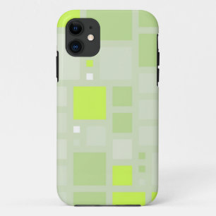 Abstracte kunst Groene grijze vierkantjes 2 iPhone 11 Hoesje