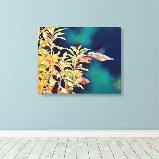 Abstracte kunst Hummingbird Floral Canvas Art Prin (Insitu (Houten vloer))