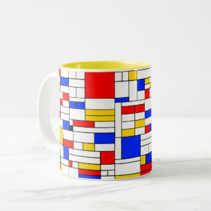 Abstracte Kunst in de Stijl van Piet Mondrian Tweekleurige Koffiemok