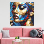 Abstracte kunst in gebrandschilderd glas van het g canvas afdruk (Insitu (Woonkamer))