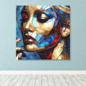 Abstracte kunst in gebrandschilderd glas van het g canvas afdruk (Insitu (Houten vloer))