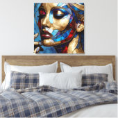 Abstracte kunst in gebrandschilderd glas van het g canvas afdruk (Insitu (Slaapkamer))