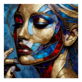 Abstracte kunst in gebrandschilderd glas van het g perfect poster
