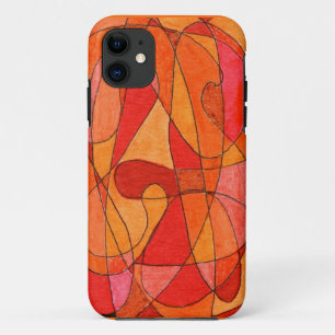 Abstracte Kunst in sinaasappels en lezingen het Ge iPhone 11 Hoesje