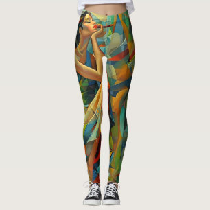 Abstracte kunst kleurrijk leggings