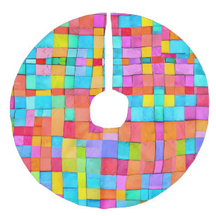 Abstracte Kunst Kleurrijke Moderne Vakantie Decor Imitatie Linnen Kerstboom Kleed