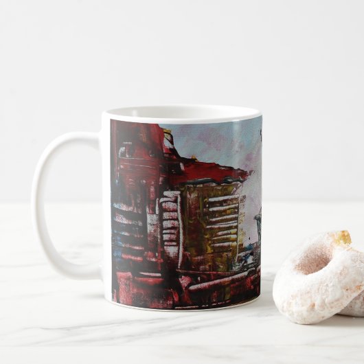 Abstracte kunst koffiemok (Met donut)