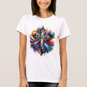 Abstracte Kunst Kruis Geloof T-shirt