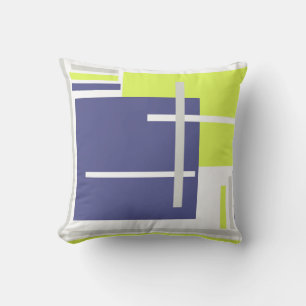 Abstracte kunst lavendel blauw grijs geel pastel kussen