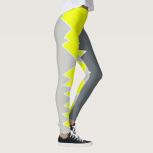 Abstracte kunst lichtgrijs geel houtskoolgrijs leggings