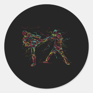 Abstracte Kunst Martial Artist Karate Ronde Sticker
