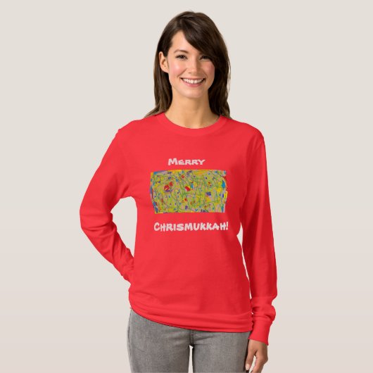 abstracte kunst Merry Chrismukkah -hanukkah en Chr T-shirt (Voorkant volledig)