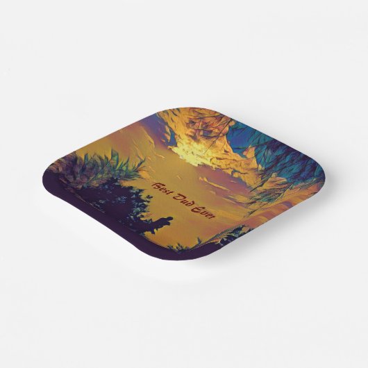 Abstracte kunst met beste pap ooit zonnewarmte papieren bordje (Gebogen)