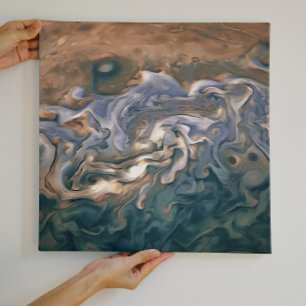 Abstracte kunst met blauw en kalm Seashore Canvas Afdruk