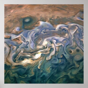 Abstracte kunst met blauw en kalm Seashore Poster