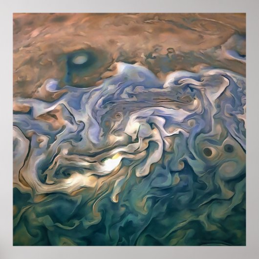 Abstracte kunst met blauw en kalm Seashore Poster (Voorkant)