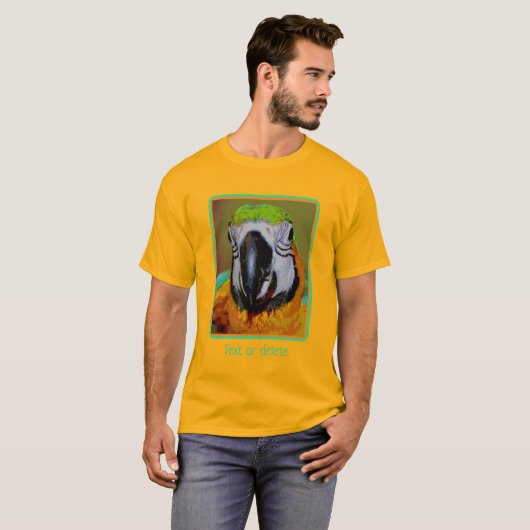 Abstracte kunst met blauwe gouden papaver t-shirt (Voorkant volledig)