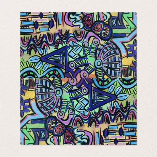 Abstracte kunst met dagtripper-hand visitekaartjes (Buitenkant ongevouwen)