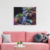 Abstracte Kunst met een Kat Canvas Druk (Insitu (Woonkamer))
