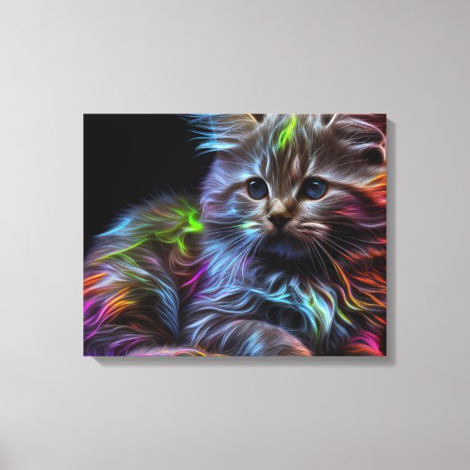 Abstracte Kunst met een Kat Canvas Druk Afdruk (Voorkant)