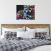 Abstracte Kunst met een Kat Canvas Druk Afdruk (Insitu (Slaapkamer))