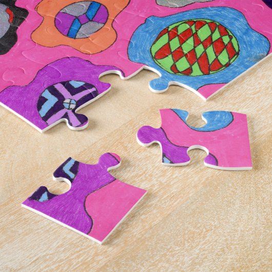 abstracte kunst met 'gebroken wing' legpuzzel (Zijkant)