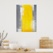 abstracte kunst met grijs en geel poster (Keuken)