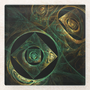 Abstracte kunst met magische trillingen glazen onderzetter