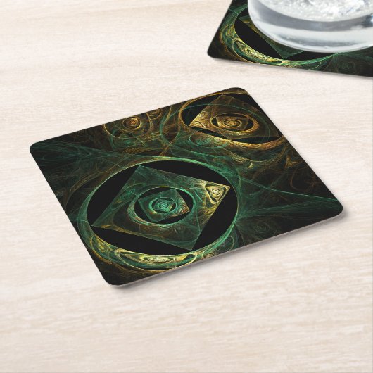 Abstracte kunst met magische trillingen vierkante kartonnen onderzetter (Schuin)