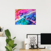 Abstracte kunst met meerdere kleuren en gouden acr poster (Thuiskantoor)