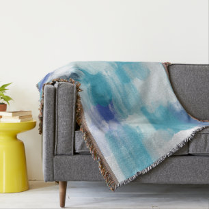 Abstracte kunst met moderne Turquoise en grijze Wa Deken