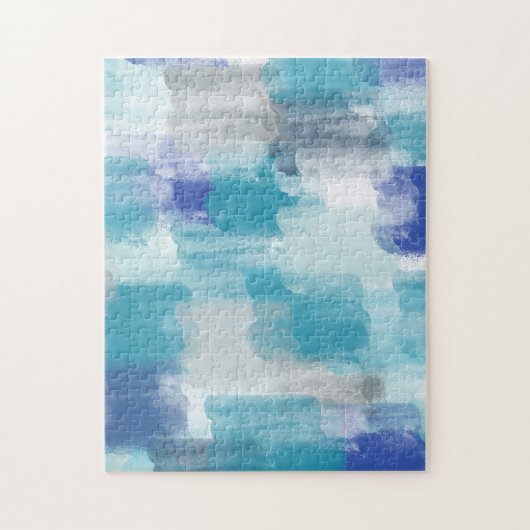 Abstracte kunst met moderne Turquoise en grijze Wa Legpuzzel (Verticaal)