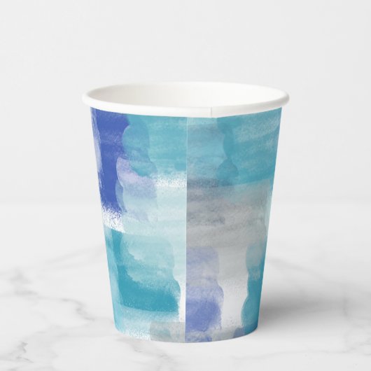Abstracte kunst met moderne Turquoise en grijze Wa Papieren Bekers (Rechts)