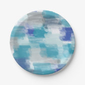 Abstracte kunst met moderne Turquoise en grijze Wa Papieren Bordje