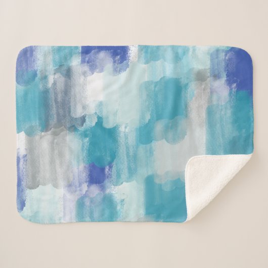 Abstracte kunst met moderne Turquoise en grijze Wa Sherpa Deken (Voorkant (horizontaal))