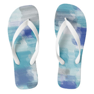 Abstracte kunst met moderne Turquoise en grijze Wa Teenslippers