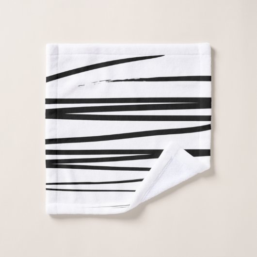 Abstracte kunst met moderne zwarte en witte lijnen bad handdoek (Wasdoekje)