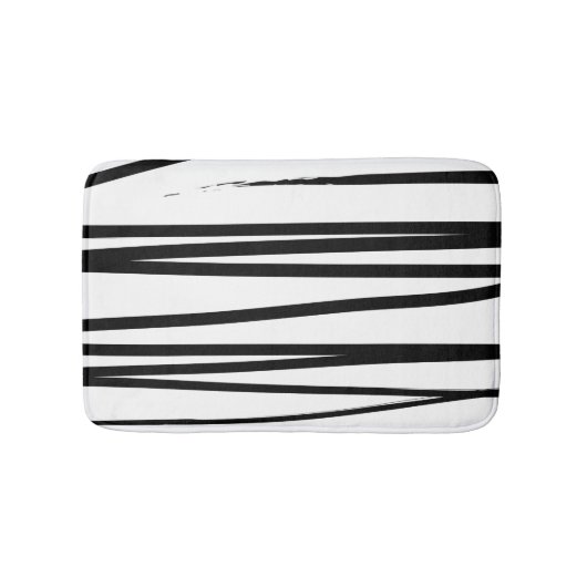 Abstracte kunst met moderne zwarte en witte lijnen badmat (Voorkant)