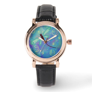 Abstracte kunst met mooie dragonfly horloge