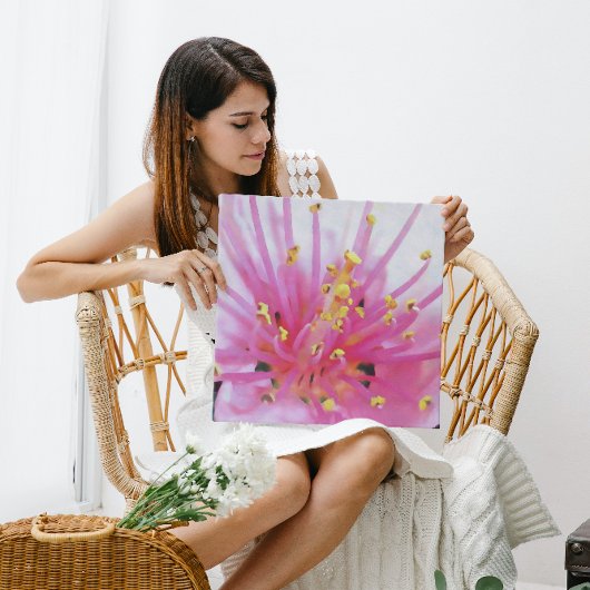 Abstracte kunst met roze peach Pollen Macro Canvas Afdruk