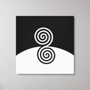 Abstracte kunst met spiralen in zwart-wit canvas afdruk