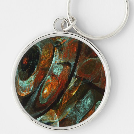 Abstracte kunst met tijdsverdeling sleutelhanger (Voorkant)