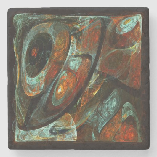 Abstracte kunst met tijdsverdeling stenen onderzetter (Voorkant)