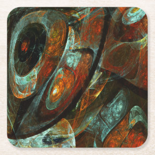Abstracte kunst met tijdsverdeling vierkante kartonnen onderzetter