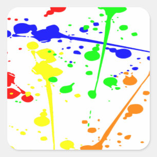 Abstracte kunst met verf kleurbaar vierkante sticker